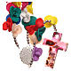 Rosenkranz aus Medjugorje mit Perlen in Form buntfarbener Rosen, Kreuz aus Muranoglas s2