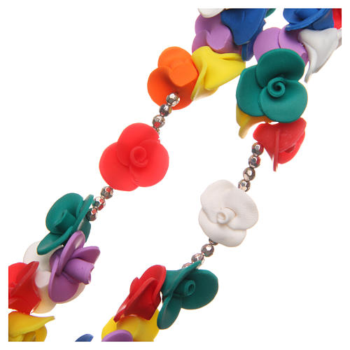Medjugorje rosary beads with multicoloured roses with cross in Murano glass 3