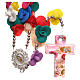 Medjugorje rosary beads with multicoloured roses with cross in Murano glass s1