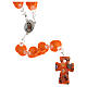 Medjugorje rosary beads with orange roses with cross in Murano glass s1