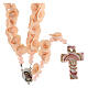 Medjugorje rosary beads with peach roses with cross in Murano glass s1