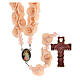 Medjugorje rosary beads with peach roses with cross in Murano glass s2
