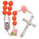 Medjugorje rosary beads with neon orange roses s2