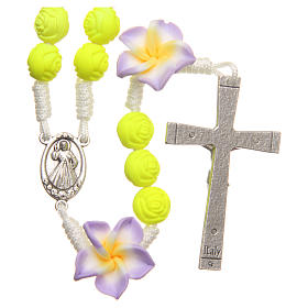 Medjugorje rosary beads with neon yellow roses