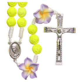 Medjugorje rosary beads with neon yellow roses