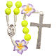 Medjugorje rosary beads with neon yellow roses s2