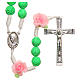Medjugorje rosary beads with green roses s1