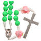 Medjugorje rosary beads with green roses s2