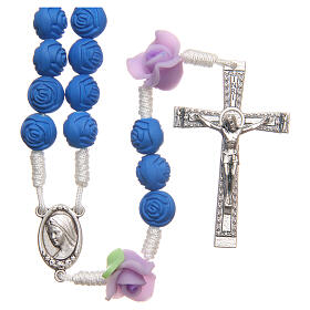 Rosenkranz aus Medjugorje mit blauen Perlen in Rosenform