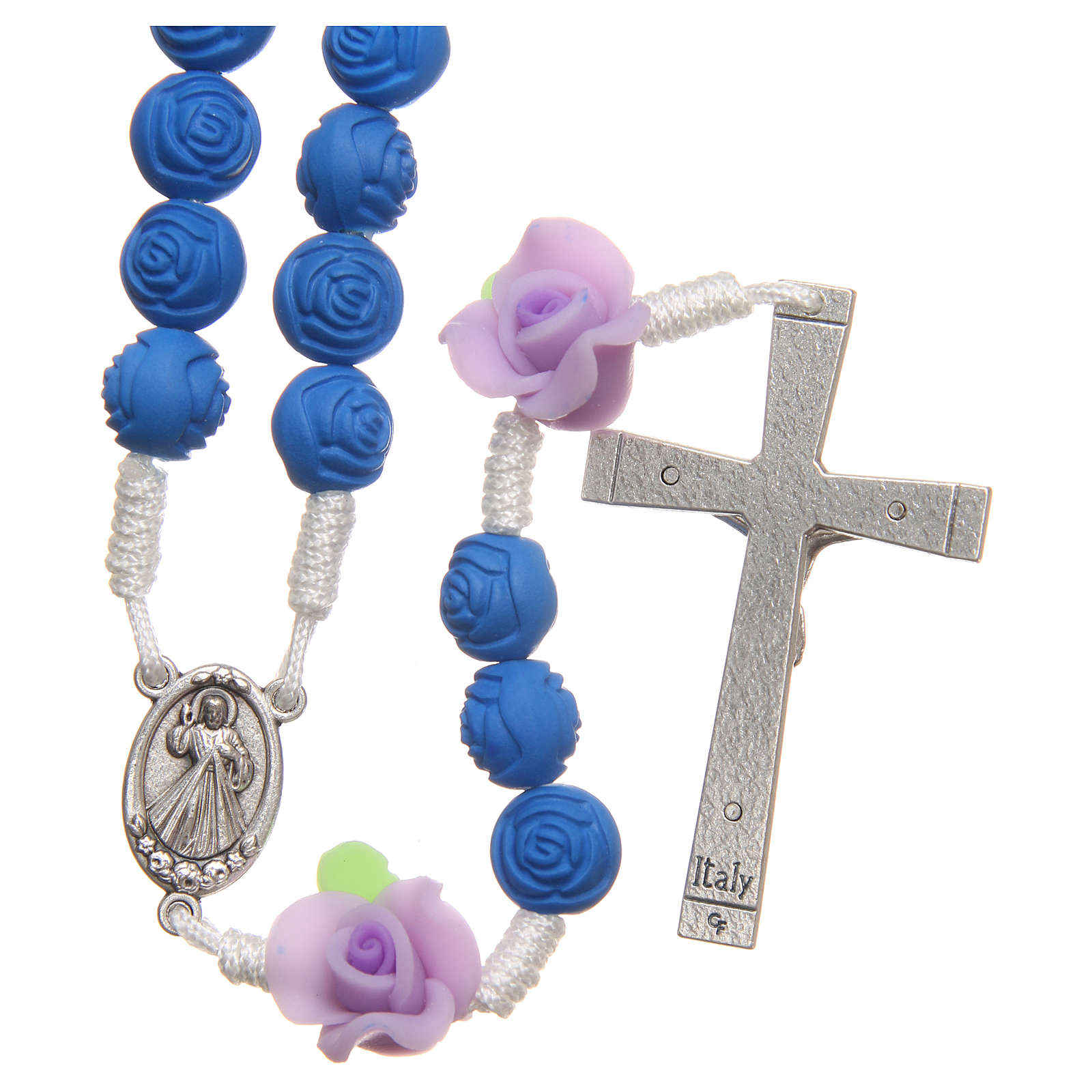 Medjugorje Rosary Beads With Blue Roses | Online Sales On HOLYART.com