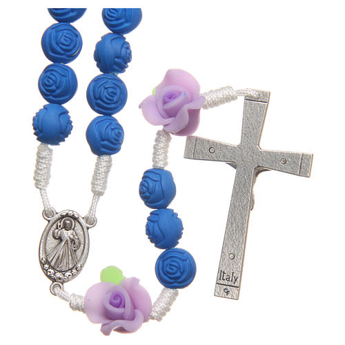 Medjugorje rosary beads with blue roses 2