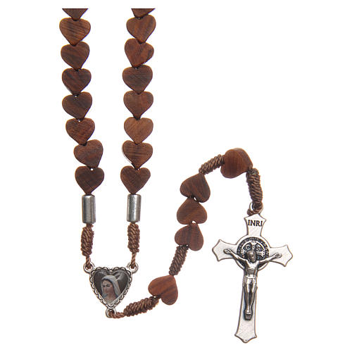 Rosary beads with heart shaped grains in Medjugorje olive wood 1