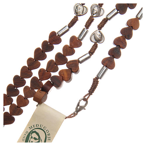 Rosary beads with heart shaped grains in Medjugorje olive wood 3