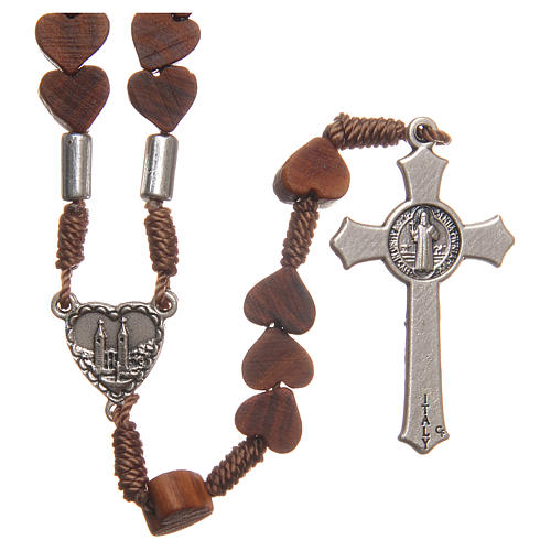 Rosary beads with heart shaped grains in Medjugorje olive wood 2