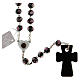 Rosario Medjugorje cruz vidrio Murano morado, negro, gris s2
