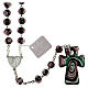 Medjugorje rosary with cross in purple, black and grey Murano glass s1