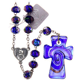 Terços e Porta Terços Nossa Senhora de Medjugorje: Terço Medjugorje cruz vidro Murano azul