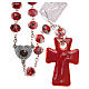 Rosenkranz aus Medjugorje, Kreuz aus Muranoglas in verschiedenen Rottönen s2