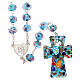 Rosario Medjugorje cruz vidrio Murano azul y rosas s1