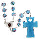 Medjugorje rosary with cross in light blue Murano glass s2