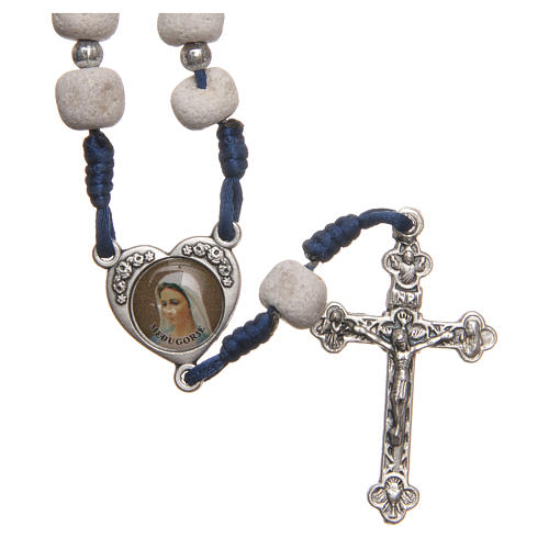 Medjugorje rosary in white stone with metal cross 1