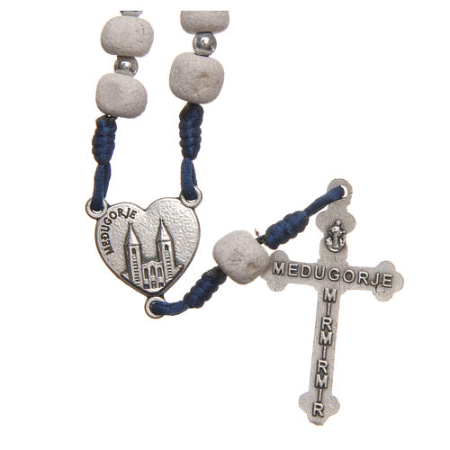 Medjugorje rosary in white stone with metal cross 2