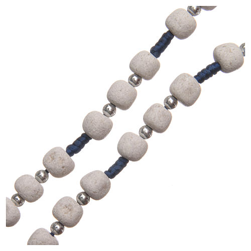 Medjugorje rosary in white stone with metal cross 3