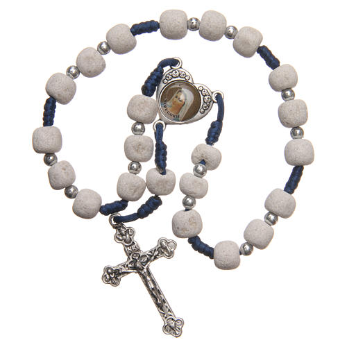Medjugorje rosary in white stone with metal cross 4