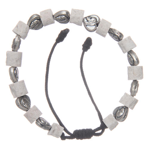 Bracelet in white Medjugorje stone and hearts 1