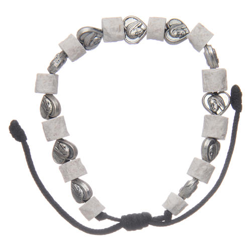 Bracelet in white Medjugorje stone and hearts 2