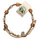 Bracelet in olive wood with grains in white Medjugorje stone and beige cord s1