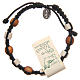 Bracelet in olive wood with grains in white Medjugorje stone and black cord s2