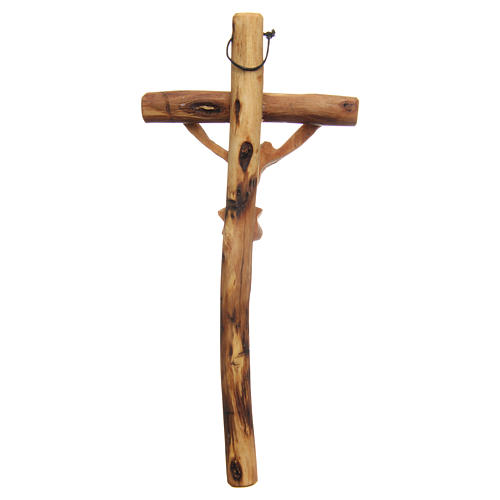 Crucifijo para colgar madera olivo Medjugorje 2
