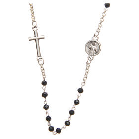 Necklace in steel with black crystal 3mm, Medjugorje