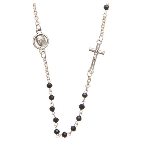 Necklace in steel with black crystal 3mm, Medjugorje 1