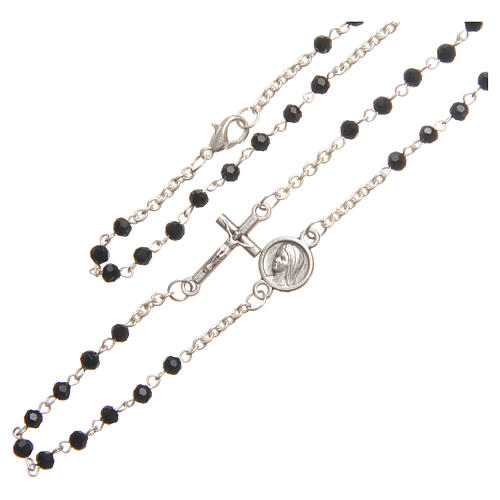Necklace in steel with black crystal 3mm, Medjugorje 3