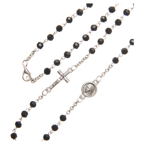 Necklace in steel with black crystal 4mm, Medjugorje 3