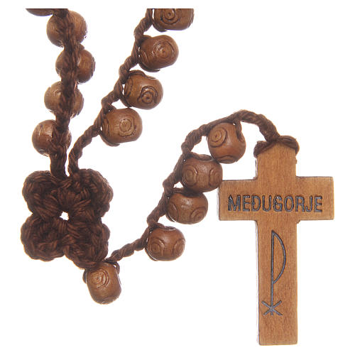 Medjugorje rosary with cross in wood and grains measuring 9mm 1