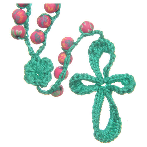 Medjugorje rosary in fimo and green cord 1