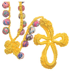 Medjugorje rosary in fimo and yellow cord