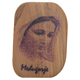 Imán madera olivo Virgen Medjugorje 4,2 x 3 cm