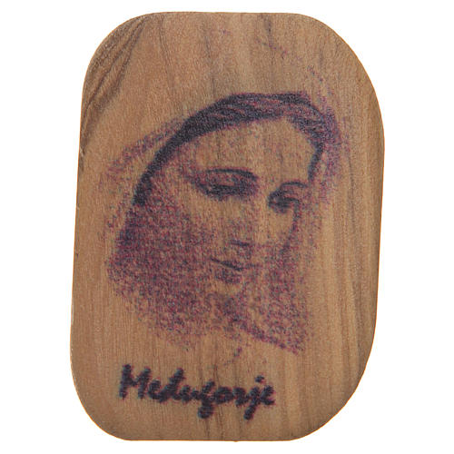 Magnet olive wood Our Lady of Medjugorje 4,2x3cm 1