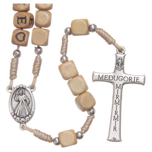 Wooden rosary with Medjugorje writing 2