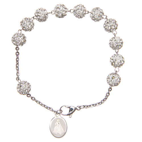 Bracelet shiny white beads Medjugorje 2