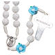 Rosary Medjugorje roses with cross, white & light blue s2