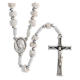 Rosary white Medjugorje stone, white rope
