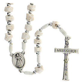 Rosary white Medjugorje stone, white rope