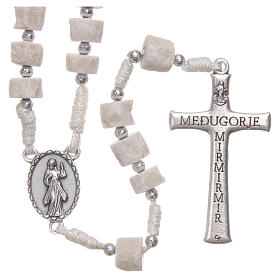 Terços e Porta Terços Nossa Senhora de Medjugorje: Terço pedra branca de Medjugorje com fio branco