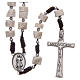 Rosary in white Medjugorje stone with brown cord s2