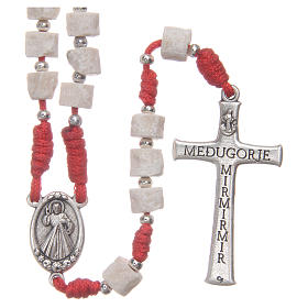 Terços e Porta Terços Nossa Senhora de Medjugorje: Terço pedra branca de Medjugorje com fio vermelho